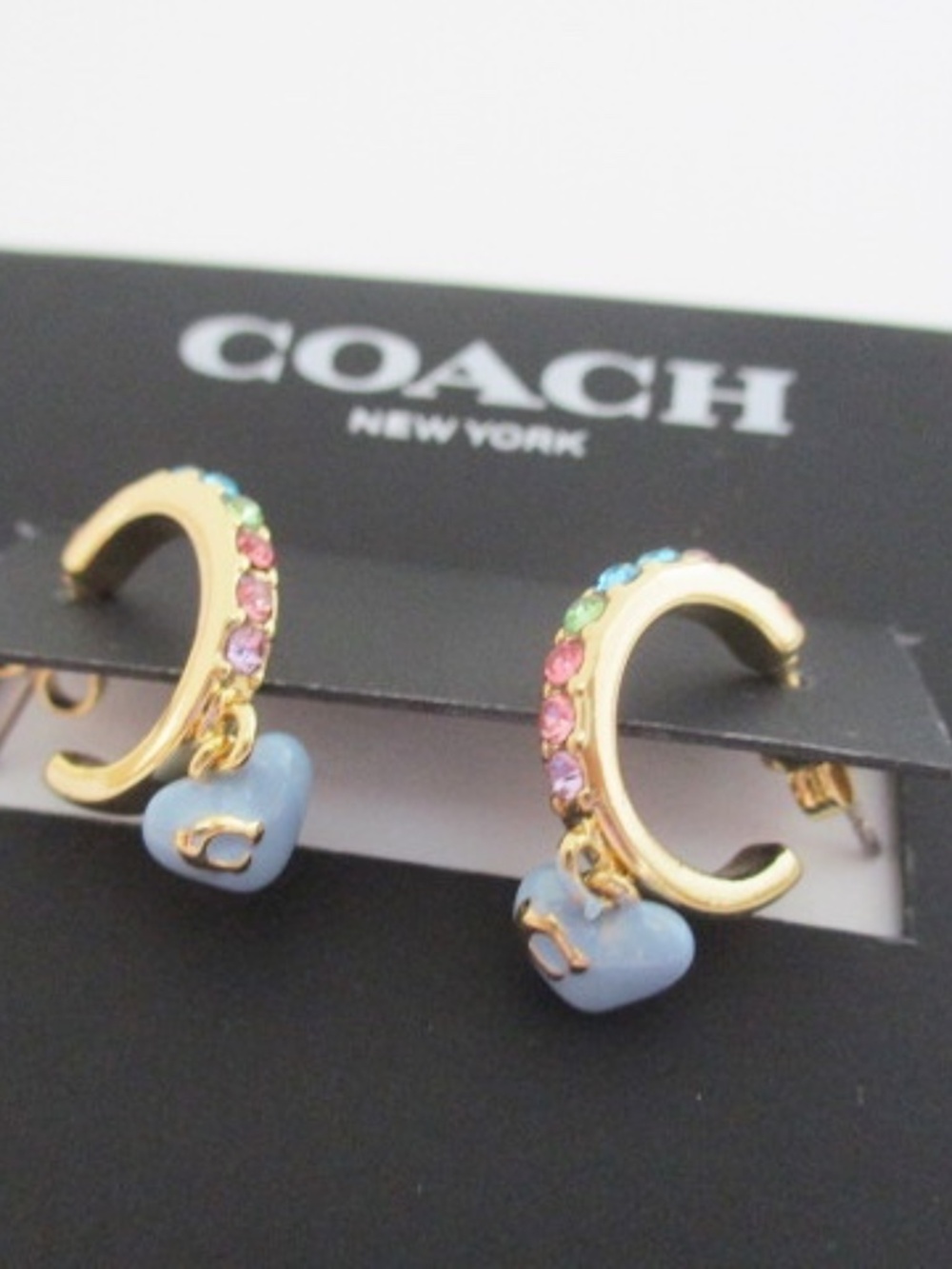 COACH - Heart Charm Huggie Earrings - Picture 4 of 8